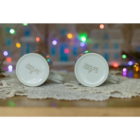 Fitz and Floyd Deck the Halls Mugs - Set of 2 | Vintage Christmas Coffee Cups - Picture 4 of 10